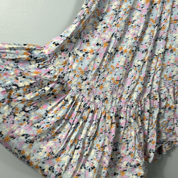 Free People Ivory Floral Print Maxi Skirt Elastic Band size XS - Picture 7 of 16